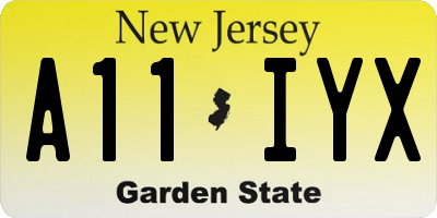 NJ license plate A11IYX