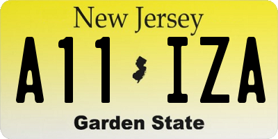 NJ license plate A11IZA