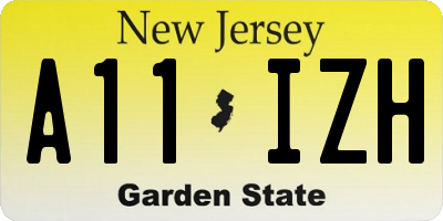 NJ license plate A11IZH