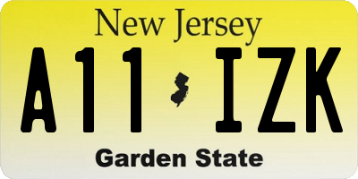 NJ license plate A11IZK