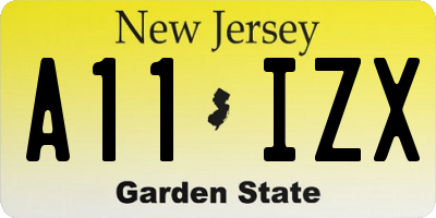 NJ license plate A11IZX