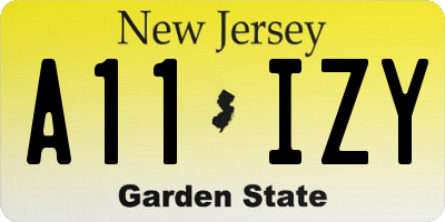 NJ license plate A11IZY