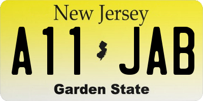 NJ license plate A11JAB