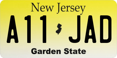 NJ license plate A11JAD