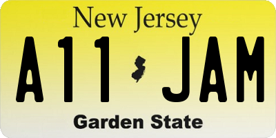 NJ license plate A11JAM