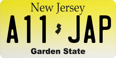 NJ license plate A11JAP