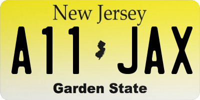 NJ license plate A11JAX