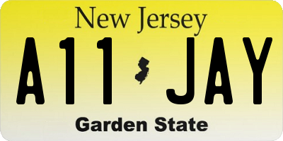 NJ license plate A11JAY