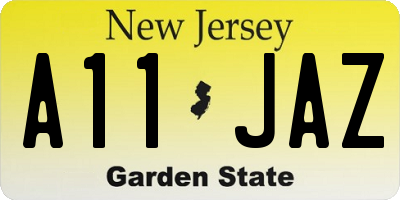 NJ license plate A11JAZ