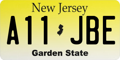 NJ license plate A11JBE