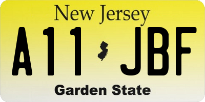 NJ license plate A11JBF