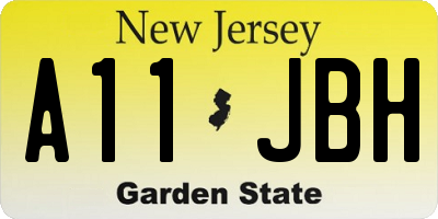 NJ license plate A11JBH