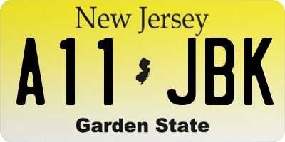 NJ license plate A11JBK