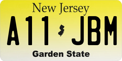 NJ license plate A11JBM