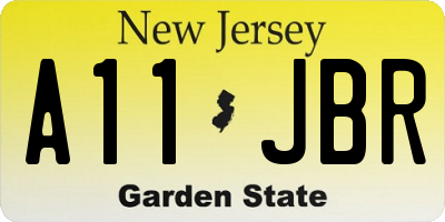 NJ license plate A11JBR