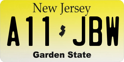 NJ license plate A11JBW