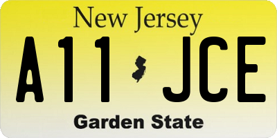 NJ license plate A11JCE