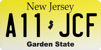 NJ license plate A11JCF