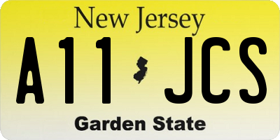 NJ license plate A11JCS