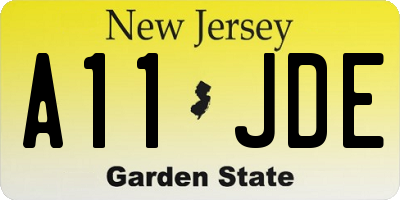 NJ license plate A11JDE