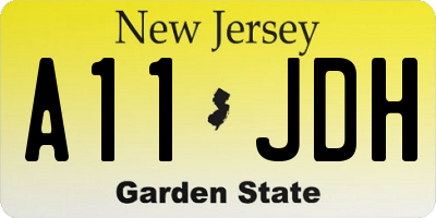 NJ license plate A11JDH