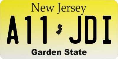 NJ license plate A11JDI