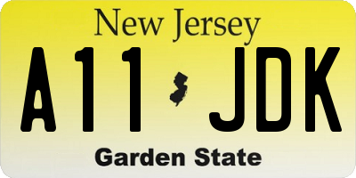 NJ license plate A11JDK