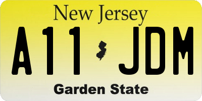 NJ license plate A11JDM