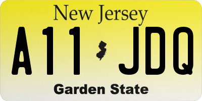 NJ license plate A11JDQ