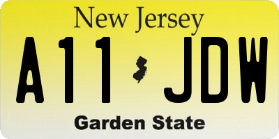 NJ license plate A11JDW