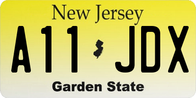 NJ license plate A11JDX