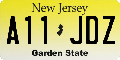 NJ license plate A11JDZ