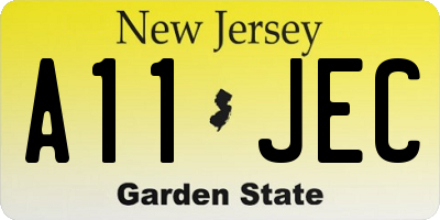 NJ license plate A11JEC