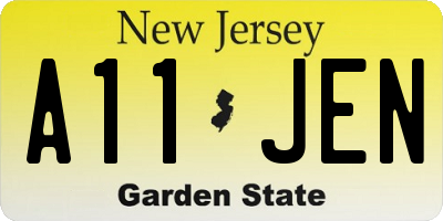 NJ license plate A11JEN