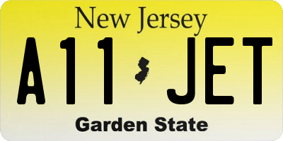 NJ license plate A11JET