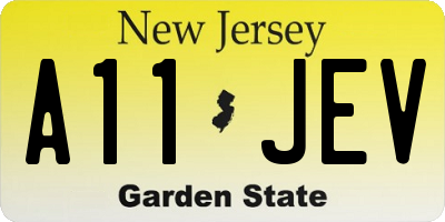 NJ license plate A11JEV