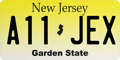 NJ license plate A11JEX