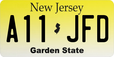 NJ license plate A11JFD