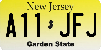 NJ license plate A11JFJ