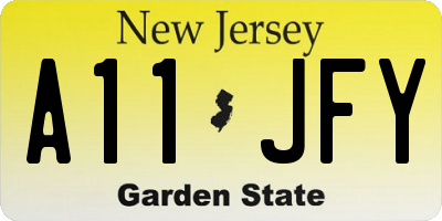 NJ license plate A11JFY