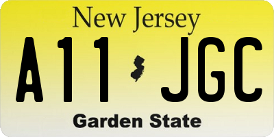 NJ license plate A11JGC