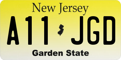 NJ license plate A11JGD