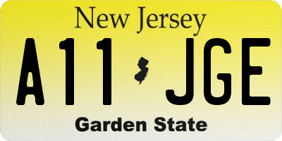 NJ license plate A11JGE