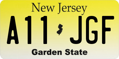 NJ license plate A11JGF