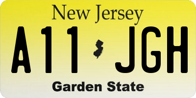 NJ license plate A11JGH