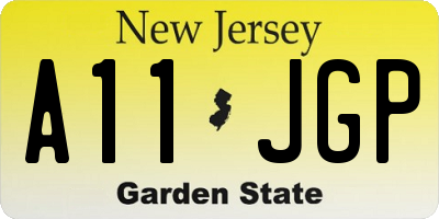 NJ license plate A11JGP