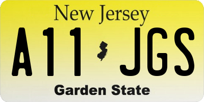 NJ license plate A11JGS