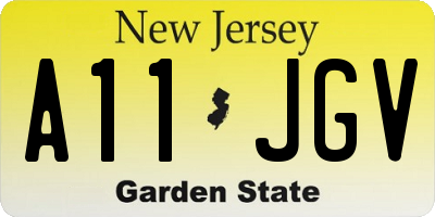 NJ license plate A11JGV