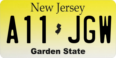 NJ license plate A11JGW