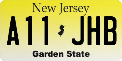 NJ license plate A11JHB